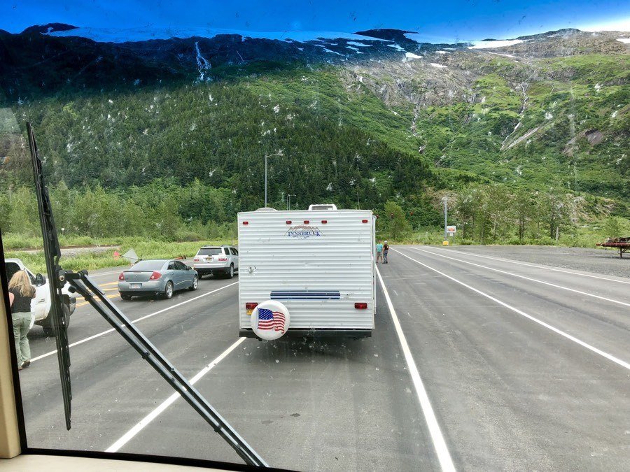 waiting in line for the whittier tunnel.