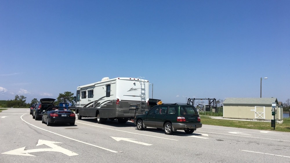 Waiting for the ferry to arrive at Swan Quarter Terminal in North Carolina.