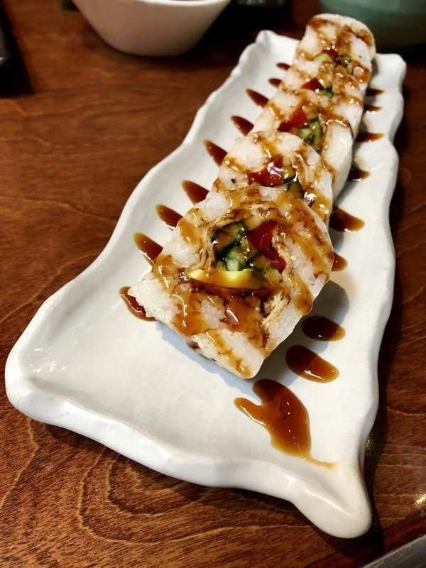 inari roll at Karma Sushi in Flagstaff, Arizona. inari roll at Karma Sushi in Flagstaff, Arizona.