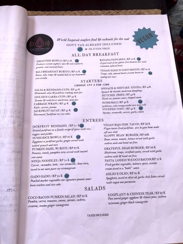 onion_2 menu at the onion collective in ubud, bali, indonesia.