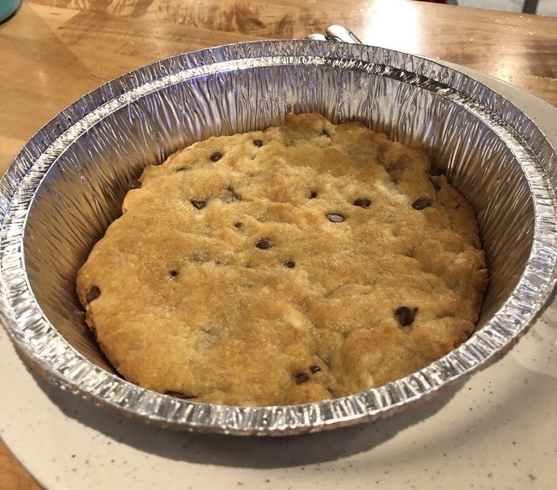 vegan chocolate chip cookie pie at pizza pattio in flagstaff, arizona. vegan chocolate chip cookie pie at pizza pattio in flagstaff, arizona.