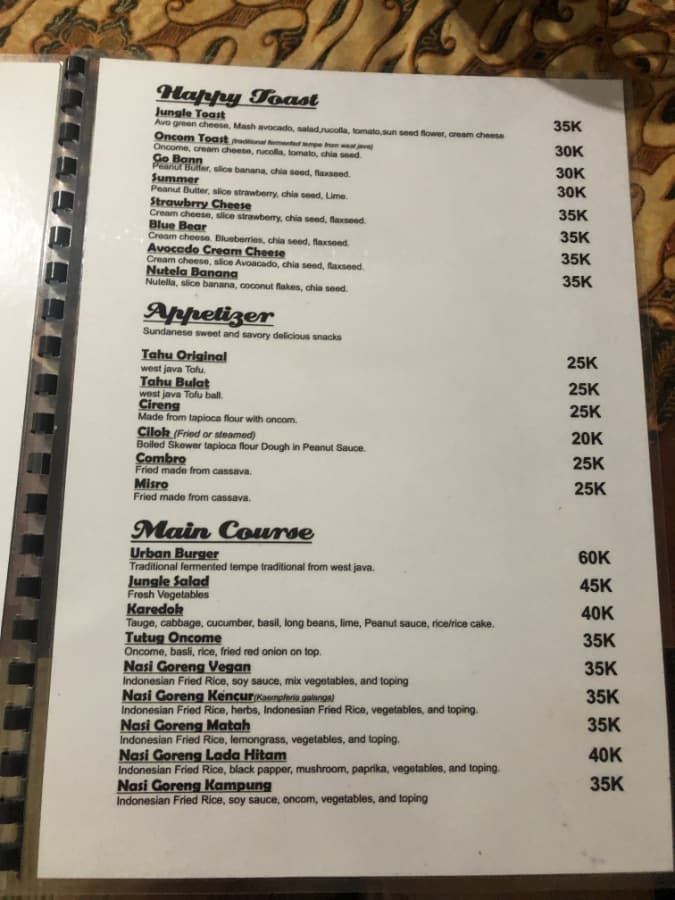 urban_jungle_3 menu at urban jungle ubud, bali, indonesia.